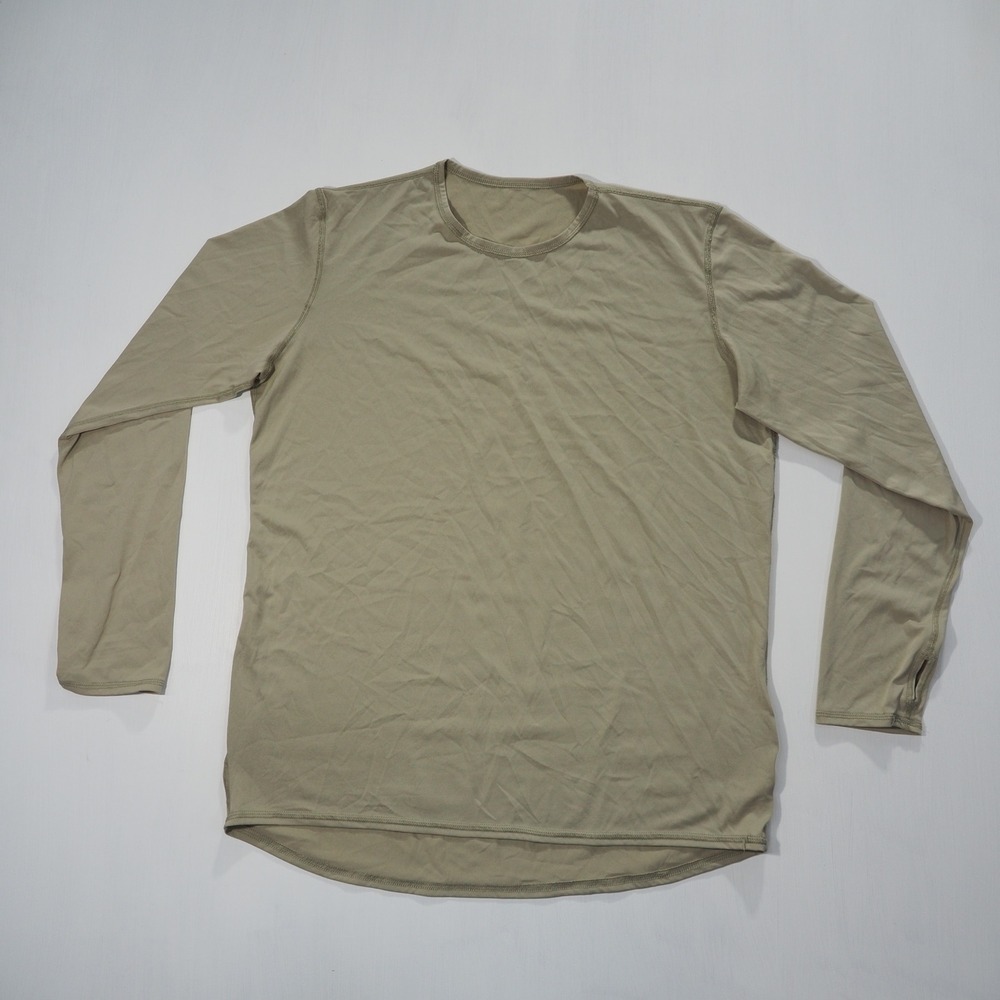Polartec Power Dry Silkweight Shirt Men Large Tan Level 1 Base Layer Lightweight